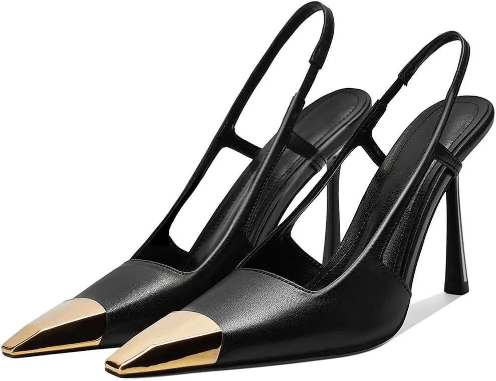55 حذاء أنيق بكعب عالٍ رفيع (ستيليتو) ومقدمة مدببة راقية Slingback - الصورة 1